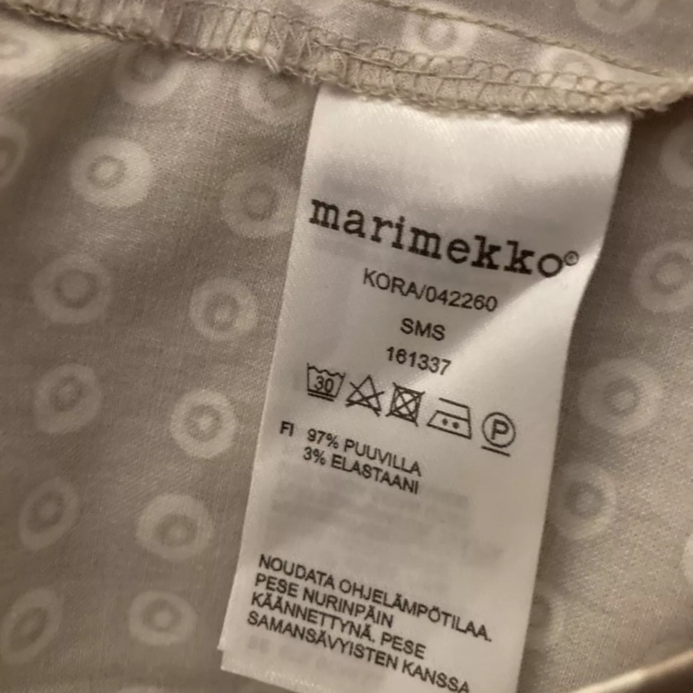 *SOLD* Marimekko Kora 042260 Beige Cotton Blend Short Sleeves Dress Size 34 - Picture 8 of 9